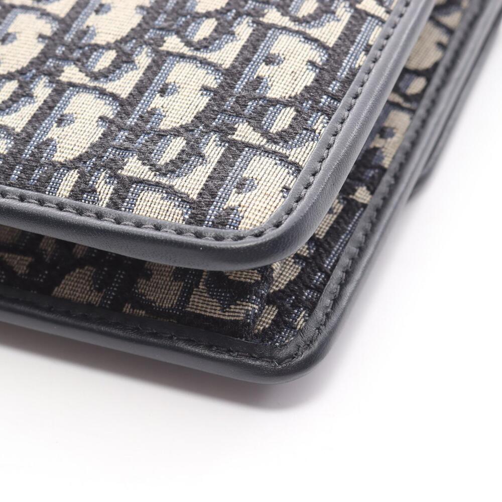 Dior MONTAIGNE Oblique Jacquard Shoulder Bag Canvas Leather Navy Blue Beige - Picture 6 of 6